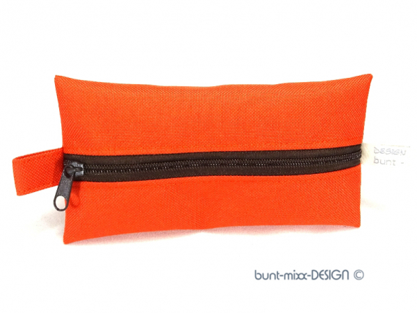 Täschchen ORANGE mit Reißverschluß dunkel-braun, TaTüTa Inhalator Kosmetik wetbag, by BuntMixxDESIGN